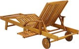 Sun 200cm Acacia Wood - Garden Wooden Sun Lounger Chair