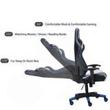 RECLINING SPORTS RACING GAMING CAR OFFICE DESK PC FAUX LEATHER CHAIR BLUE