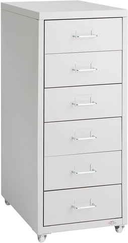 Metal Filing Cabinet on casters Office Storage  with 6 Drawers  BLACK OR WHITE
