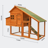 Chicken coop run, nesting box 1710x660x1200mm galvanized mesh and tray