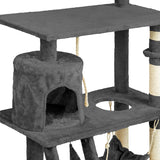 Cat scratching post with many cuddle and play options, 141cm high Gray