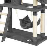 Cat scratching post with many cuddle and play options, 141cm high Gray