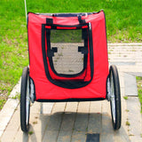 Dog Bicycle Trailer with Fly Screen and Rain Protection, Black & Red