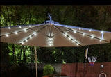 Parasol with LED Solar Lighting, Cantilever Garden Umbrella, 32 LED Lights with Stand Red Grey Beige Brown