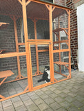 Wooden Outdoor Pet Playpen for Cats 180x88x169 cm with 6 Platforms