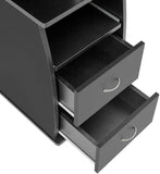 Black Computer Desk With Shelves and 2 Drawers for Home Office