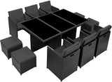 Black Poly Rattan Aluminium Garden Set 6+1+4 Stainless Steel Screws