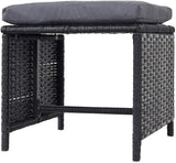 Rattan 9-Piece Set Garden Furniture Set 4 Chairs 4 Stools 1 Table Black