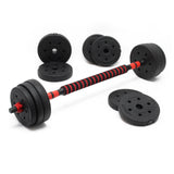 Dumbbell Barbell 2in1 Set 20kg, 12 Weight Plates, Extension Bar