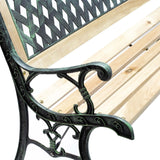 Garden bench Inge wood and cast iron in lattice pattern outdoor seat