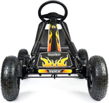 Kids racing car go kart cart with rubber wheels Black
