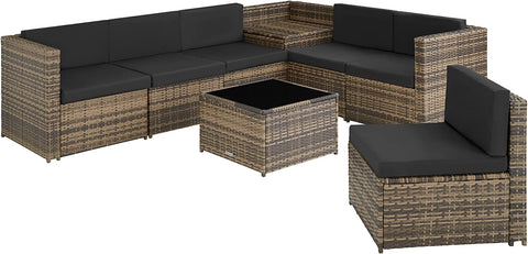 BROWN Rattan Lounge Garden Furniture Set with Storage Box