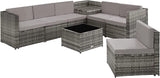 GREY Rattan Lounge Garden Furniture Set with Storage Box