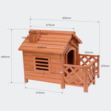 Outdoor Wooden Cat House Cat Shelter Weatherproof with Terrace