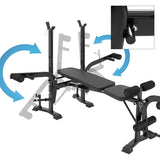 Foldable Weight Bench Adjustable, Barbell Rack, Arm & Leg Curl Station