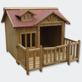 Luxury Dog Kennel Dog House Wood Balcony