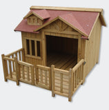 Luxury Dog Kennel Dog House Wood Balcony