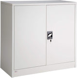 Grey Filing Cabinet with Compartments, Lockable, 2 Double Doors