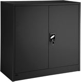 Black Filing Cabinet with Compartments, Lockable, 2 Double Doors