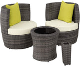 Aluminium Poly Rattan Dining Set for 2 People 8 Pieces