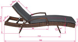 Aluminum Polyrattan Sun Lounger Weather-Resistant Lightweight and Stable with 5-Way Adjustable Backrest