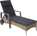 Garden Lounger with 6 Heights Adjustable with Rubber Wheels