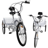 Adult tricycle trike white 6 speed 24" wheel