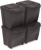 Set of 4 Waste Bins Kitchen (80 Litres 4 x 25 L) Waste Bin Separator Collector Organic Waste