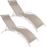 Set of 2 x Aluminum Sun Loungers, Weather-Resistant, Including Head Pad 6 COLOURS