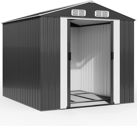 metal tool shed 8m²  with foundation 312x257x177.5cm sliding door anthracite tool shed garden shed