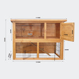 2-Story Free Running Rabbit Hutch Wooden Pet House Guinea Pig, Hamster
