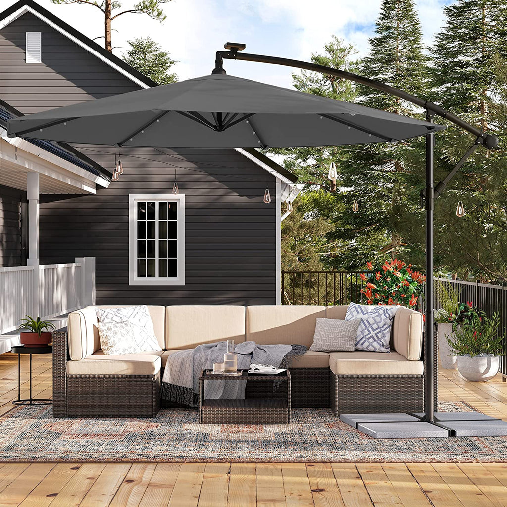 Parasol with LED Solar Lighting, Cantilever Garden Umbrella, 32 LED Li –  Gilligan sales