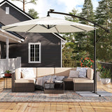Parasol with LED Solar Lighting, Cantilever Garden Umbrella, 32 LED Lights with Stand Red Grey Beige Brown