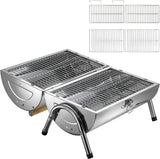 Stainless steel BBQ grill with large double grill Camping Fishing Festival