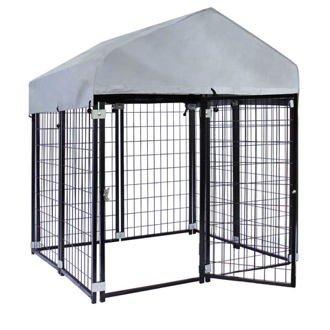 ***LAST ONE *** Dog Kennel with Roof and Steel Grid 121x121x137cm for Outdoors